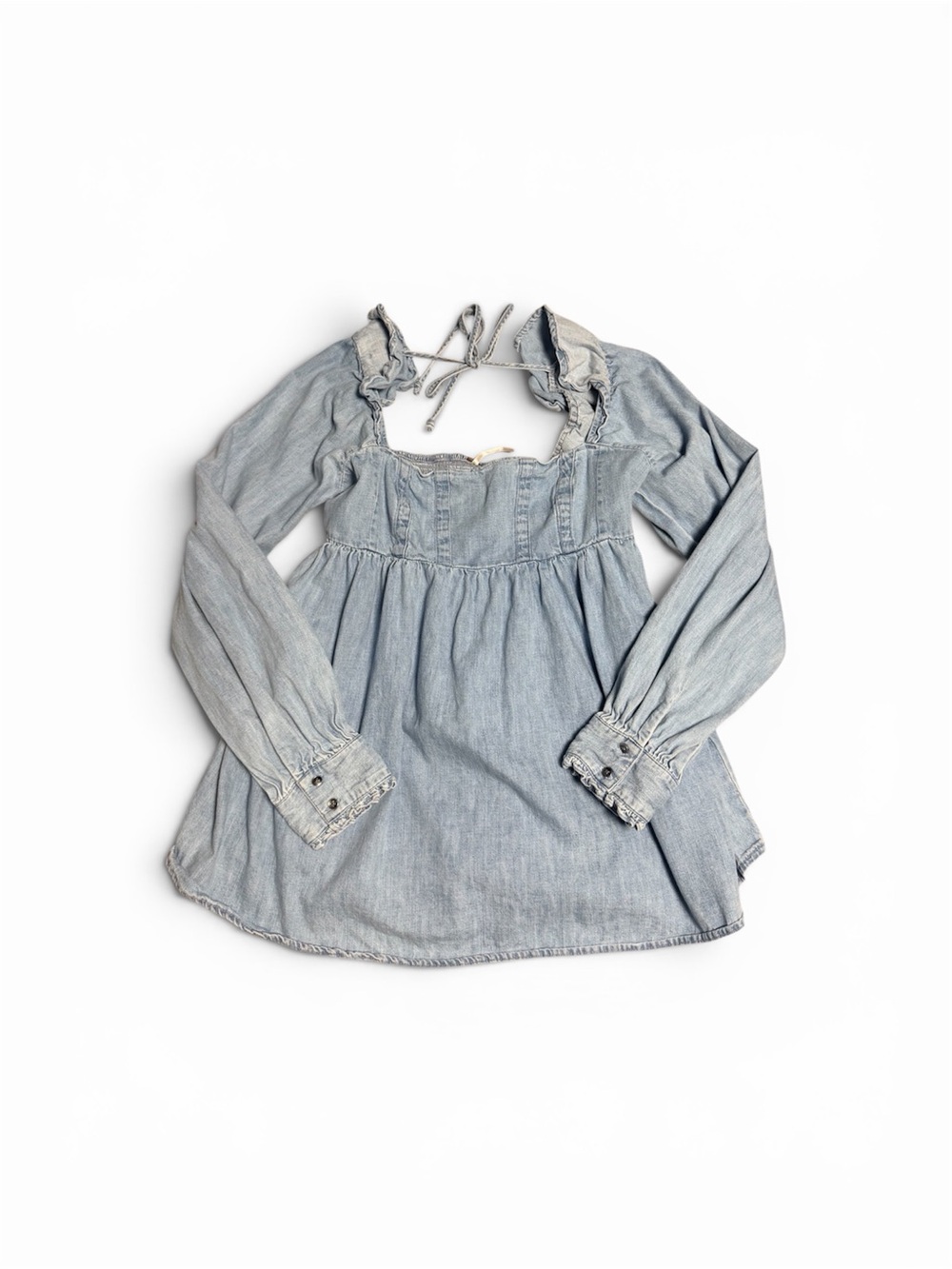 Free People Light Wash Denim Top - Light Blue